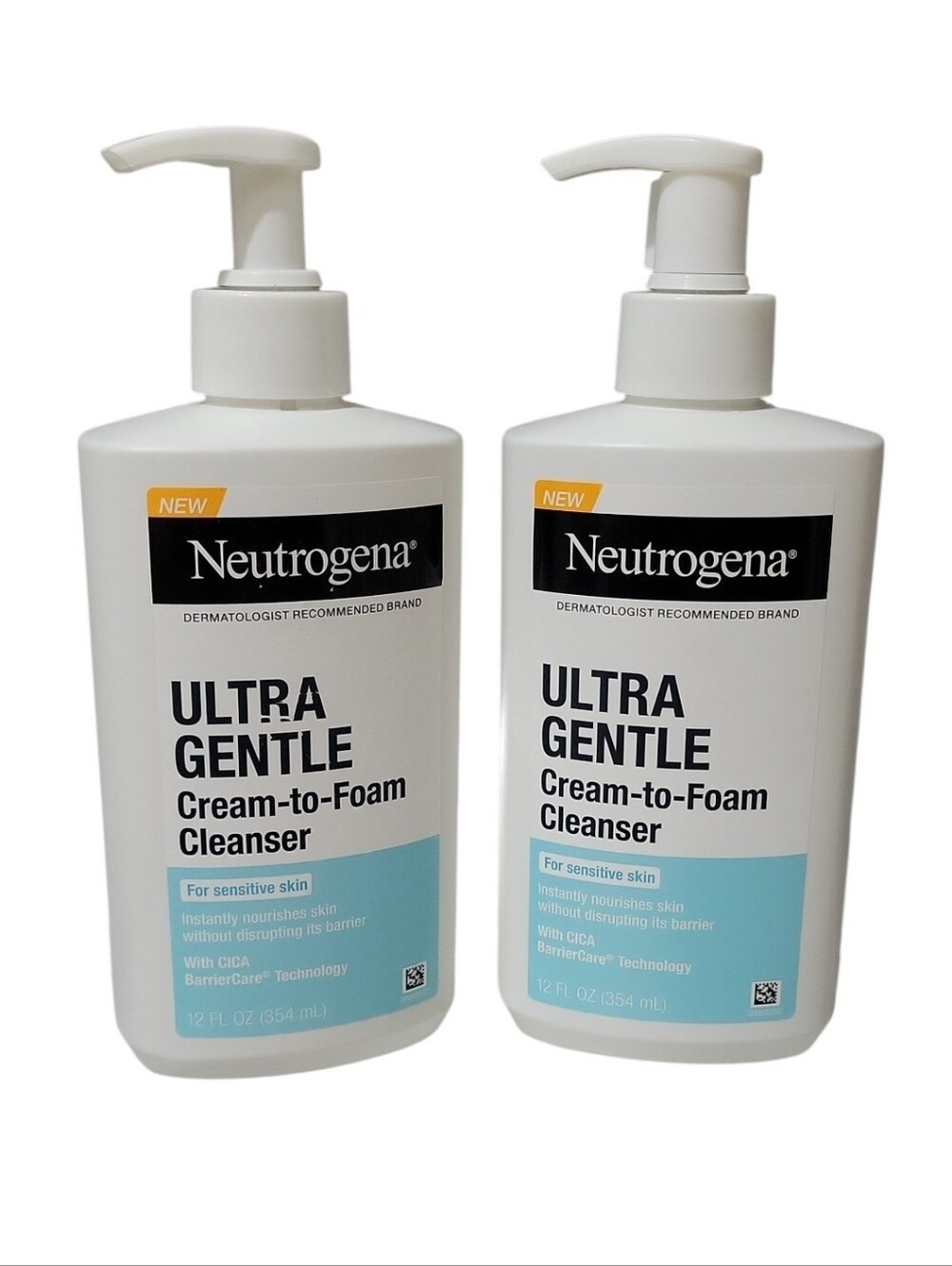 Neutrogena Ultra Gentle Cream-to-Foam Cleanser Set Of 2 -12oz Each